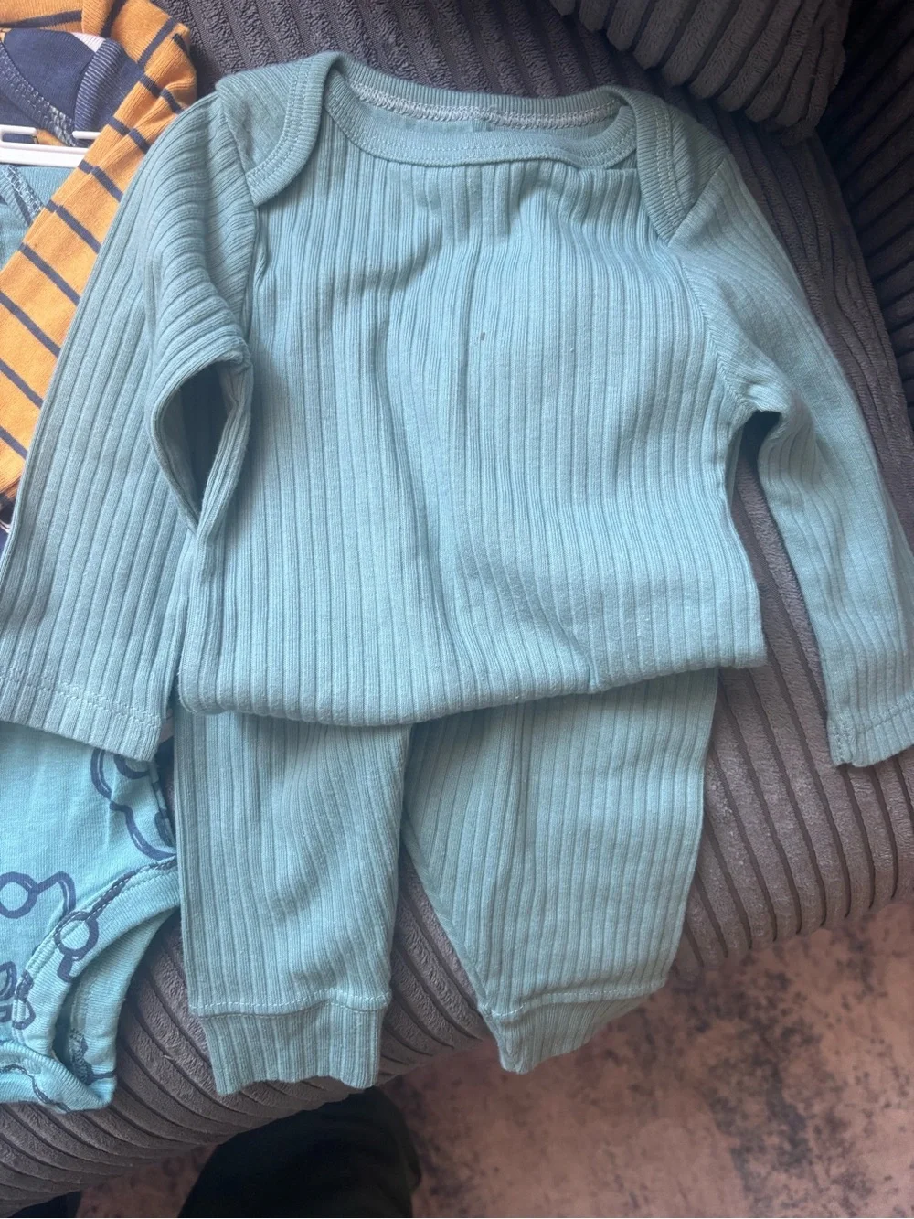 Carter's Baby One-Piece Bodysuit Set in White, Teal & Mustard